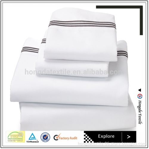 100% cotton hotel bed linen, 400TC cotton embroidery bed sheet set, white embroidery bedding set